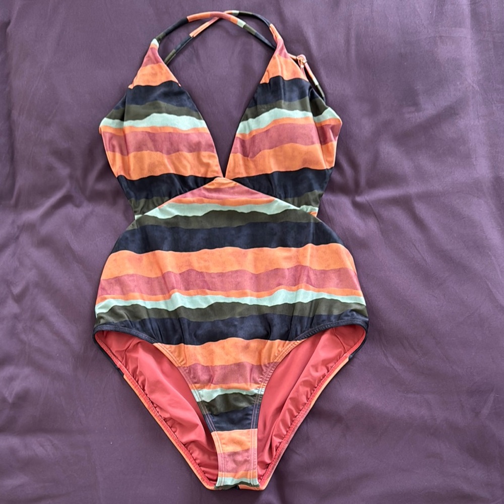 Vix Orange and Green One Piece Swimsuit with Striking Design
